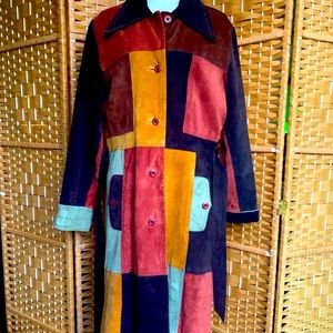 Genuine suede leather maxi coat